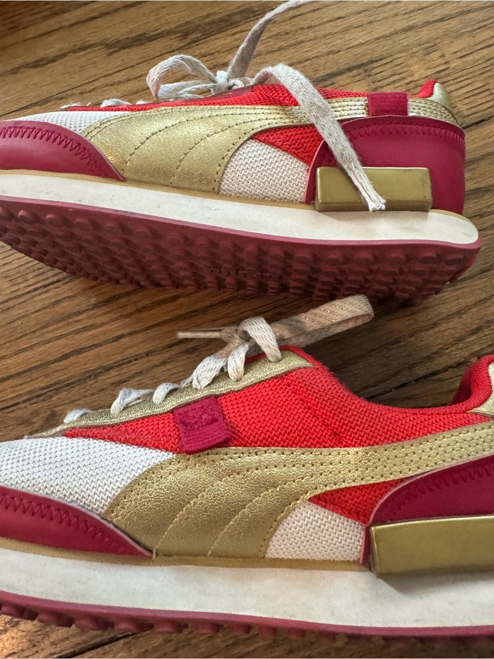 Puma Kids Red & Gold Low-Top Sneakers